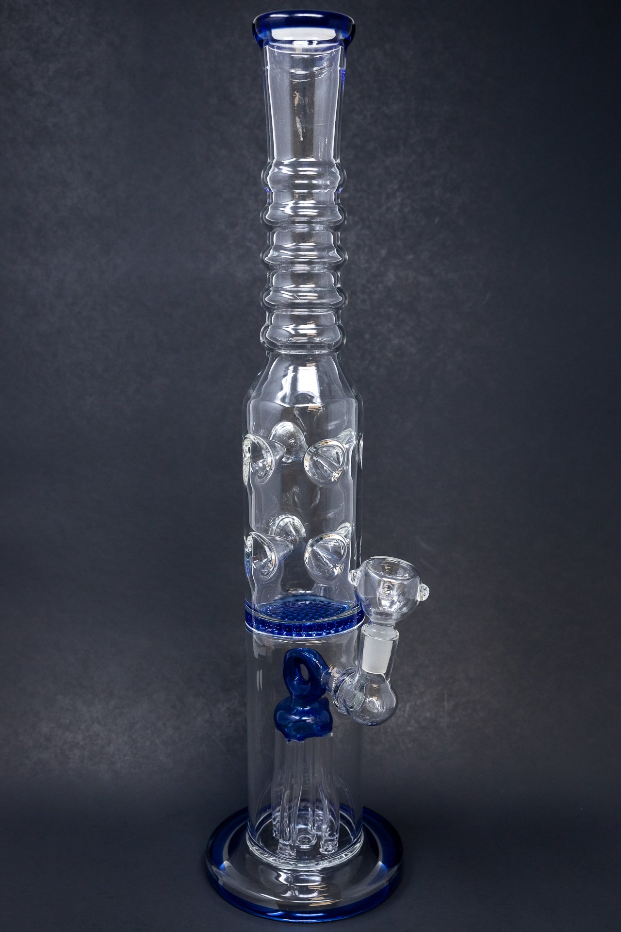 16" Blue Jellyfish Honeycomb Percolator Bong