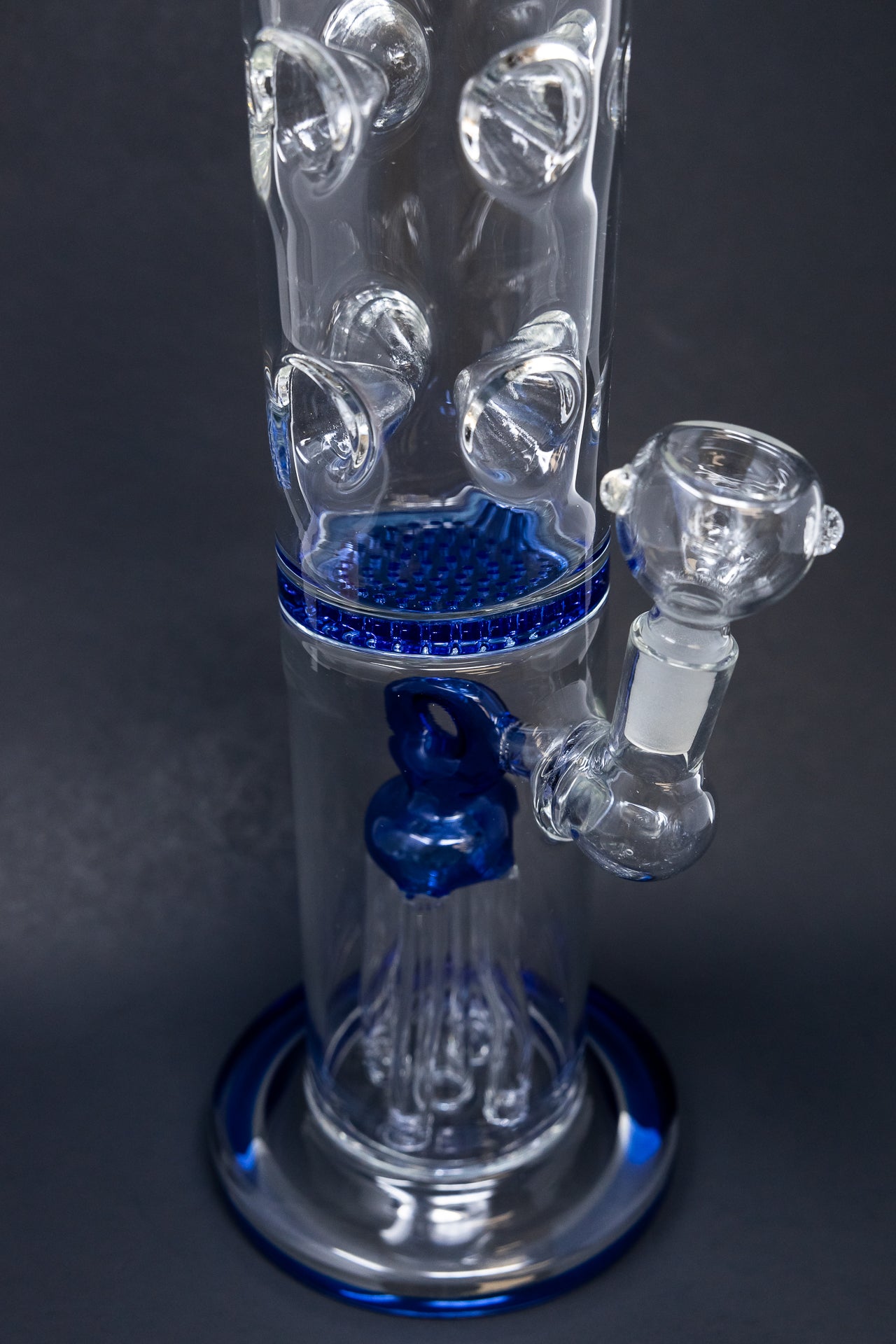 16" Blue Jellyfish Honeycomb Percolator Bong