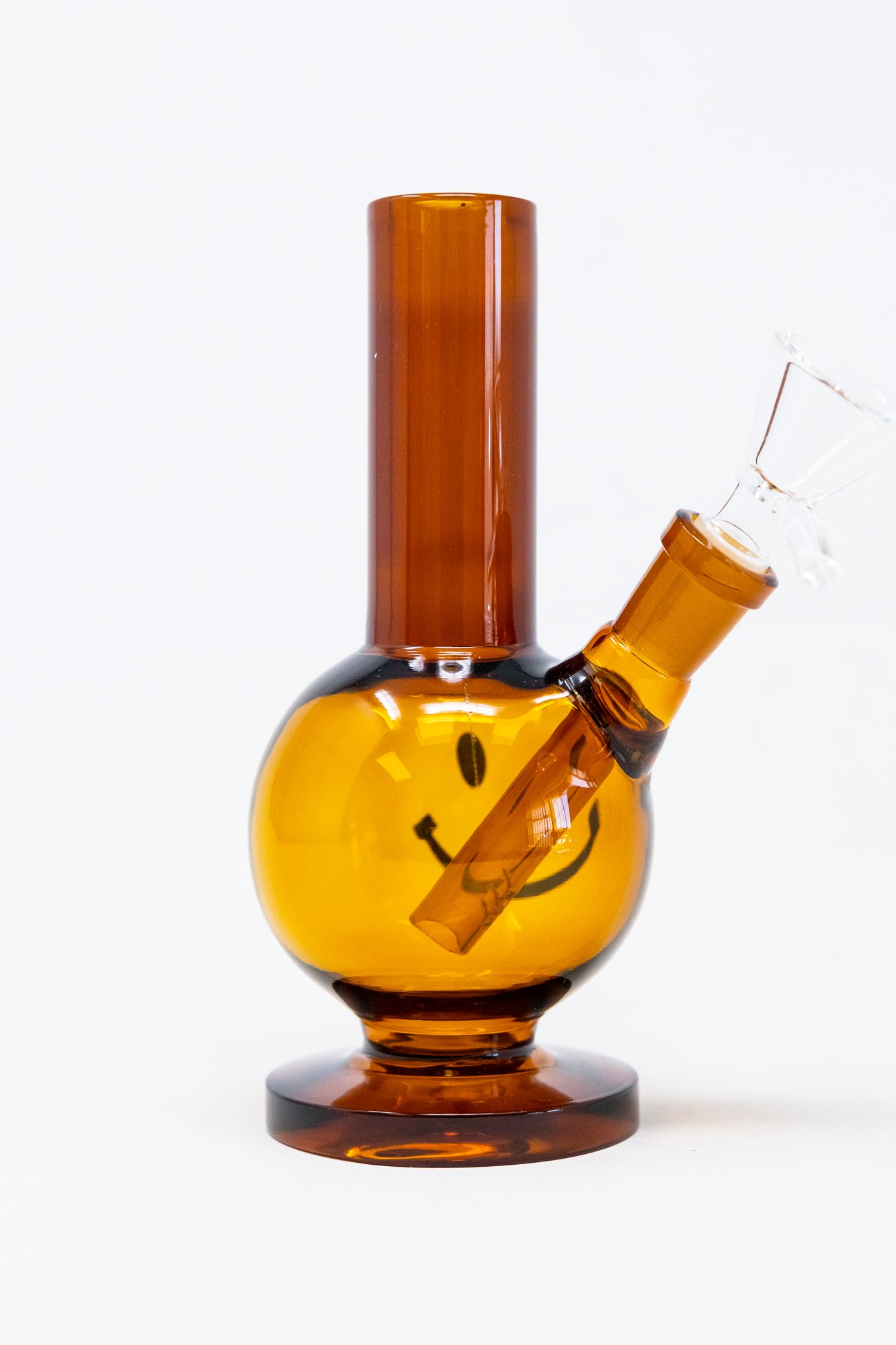 5" Amber Smiley Face Bong