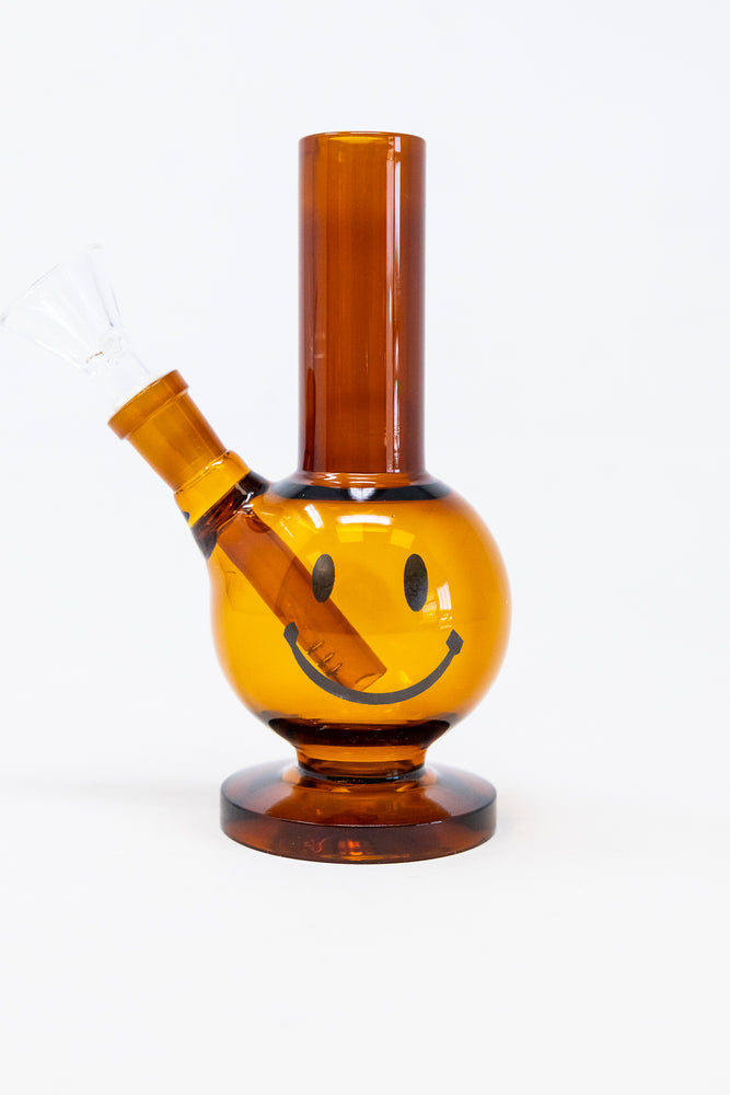 5" Amber Smiley Face Bong