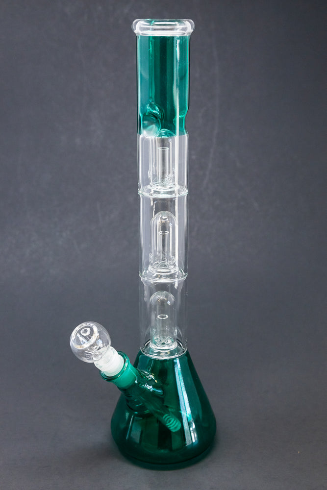 14" Aqua Triple Percolator Bong w/ Ice Catcher