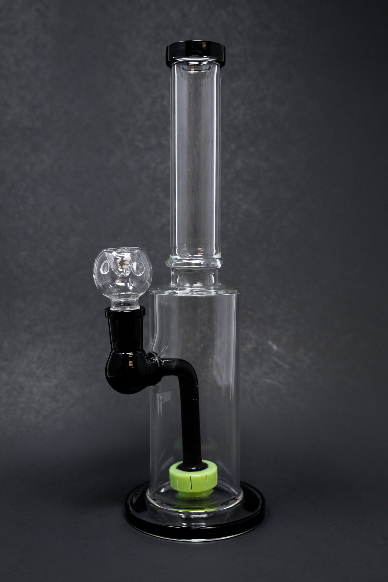 12" Black & Green Flat Base Bong