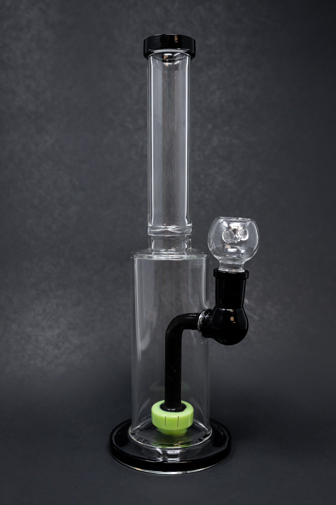 12" Black & Green Flat Base Bong