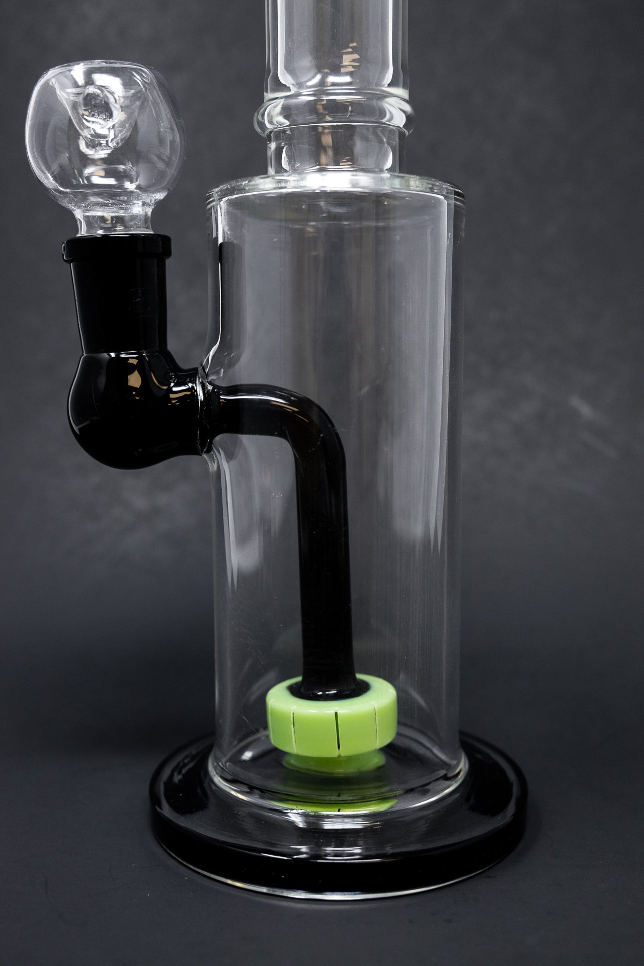 12" Black & Green Flat Base Bong