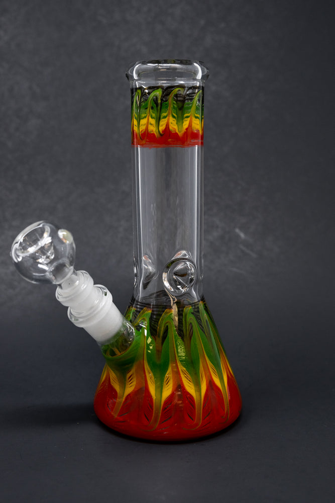 8" Rasta Designer Beaker Bong w/ Ice Catcher