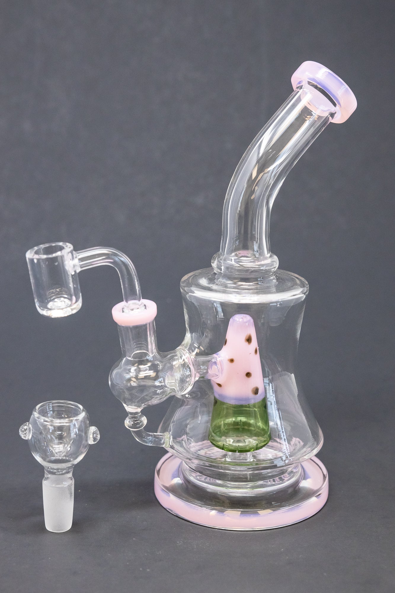 7" Pink Watermelon Percolator Dab Rig StonedGenie.com
