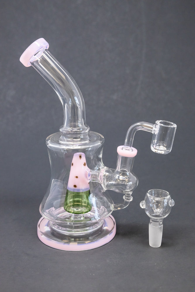 7" Pink Watermelon Percolator Dab Rig