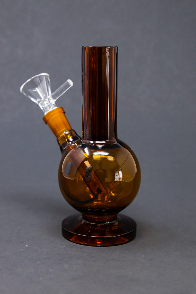 5" Amber Smiley Face Bong