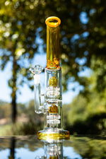 14" Amber Double Percolator Bong
