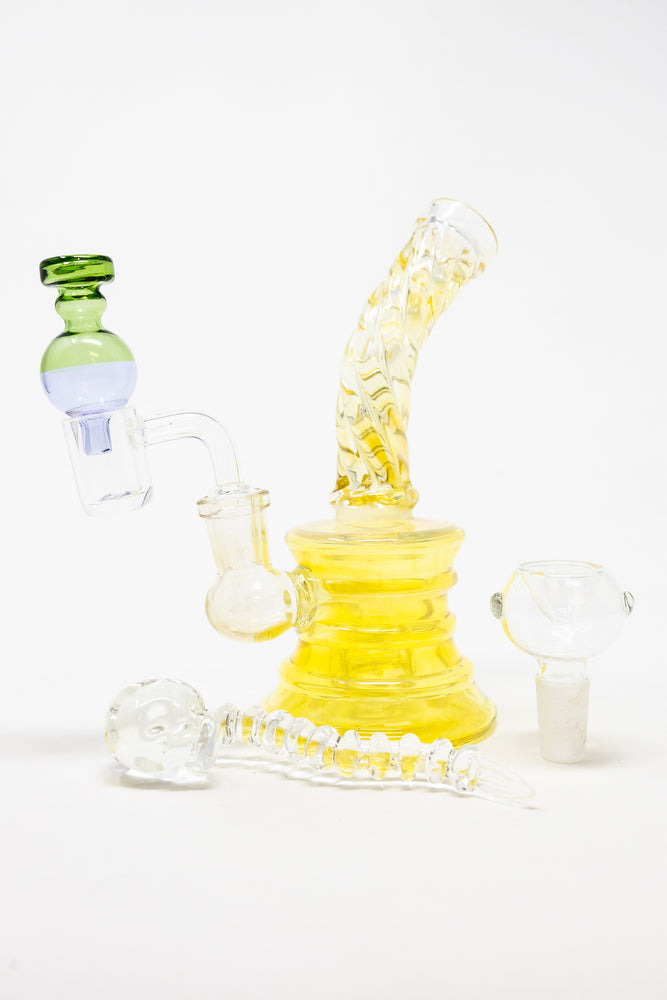 6" Twisted Color Changing Dab Rig Combo Set
