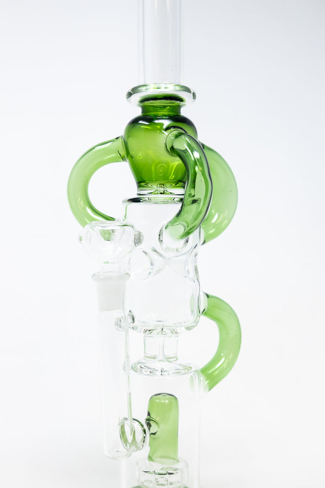16" Green Recycler Bong w/ Percolator