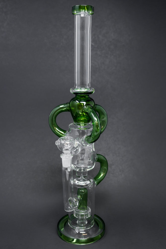 16" Green Recycler Bong w/ Percolator