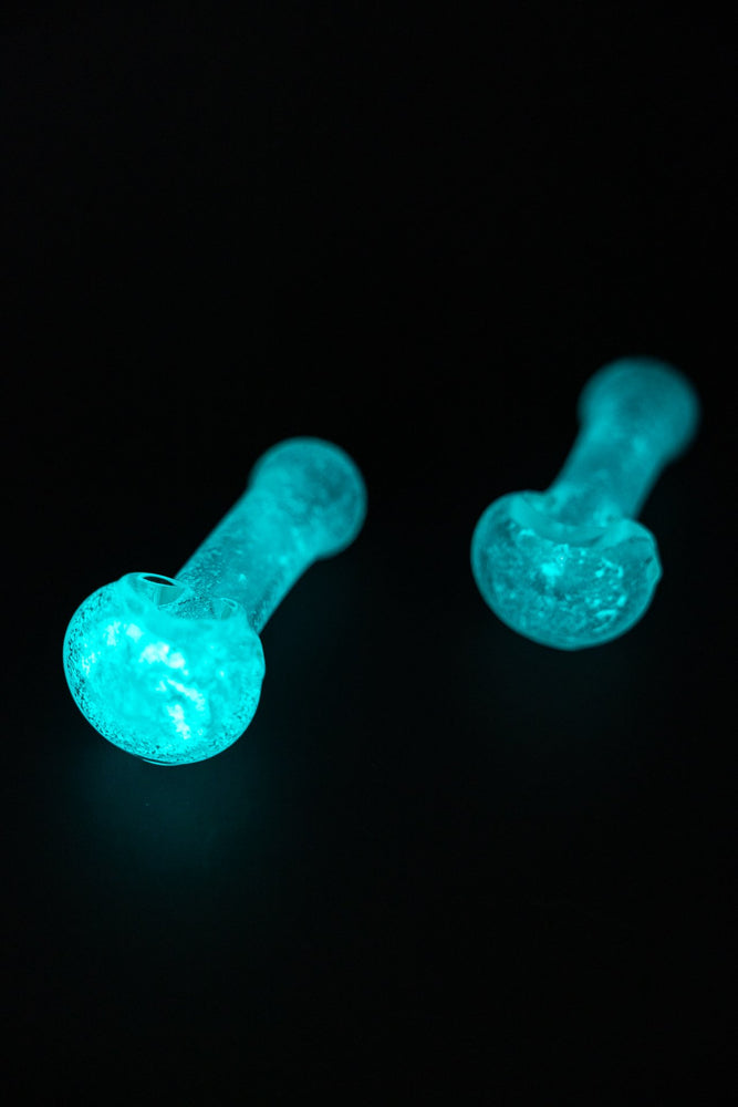 4" Glow in the Dark Spoon Glass Hand Pipe