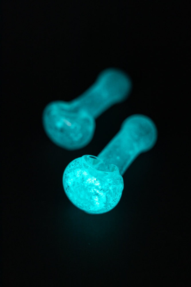 4" Glow in the Dark Spoon Glass Hand Pipe