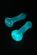 Dark Cyan 4" Glow in the Dark Spoon Glass Hand Pipe StonedGenie.com Glass Pipes