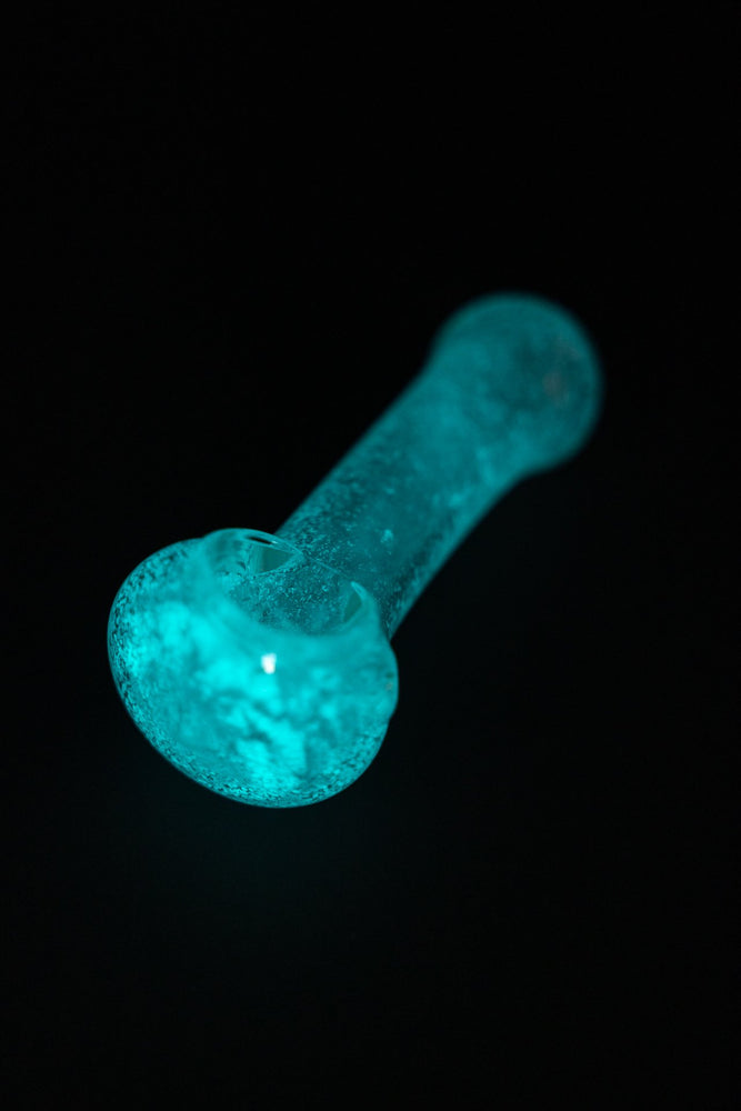 Dark Cyan 4" Glow in the Dark Spoon Glass Hand Pipe StonedGenie.com Glass Pipes