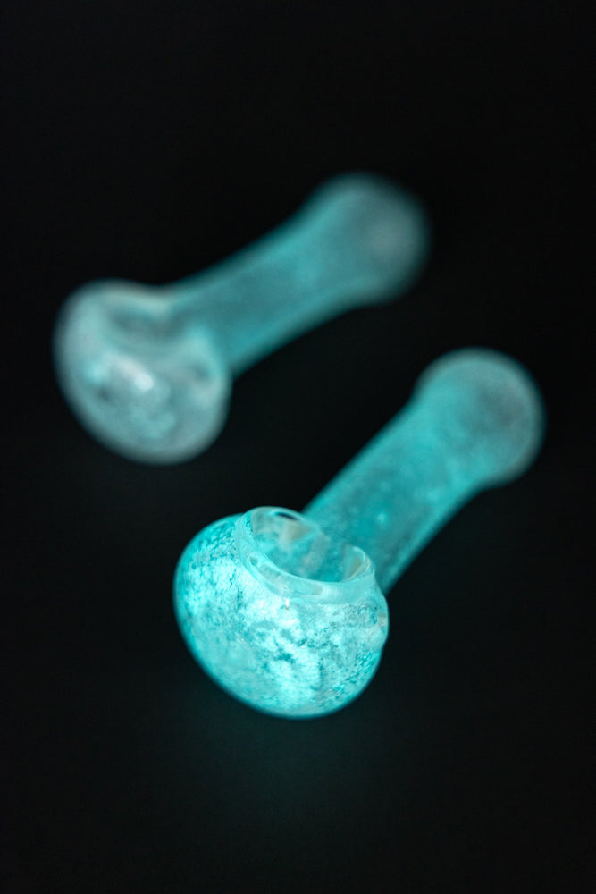 Light Sea Green 4" Glow in the Dark Spoon Glass Hand Pipe StonedGenie.com Glass Pipes