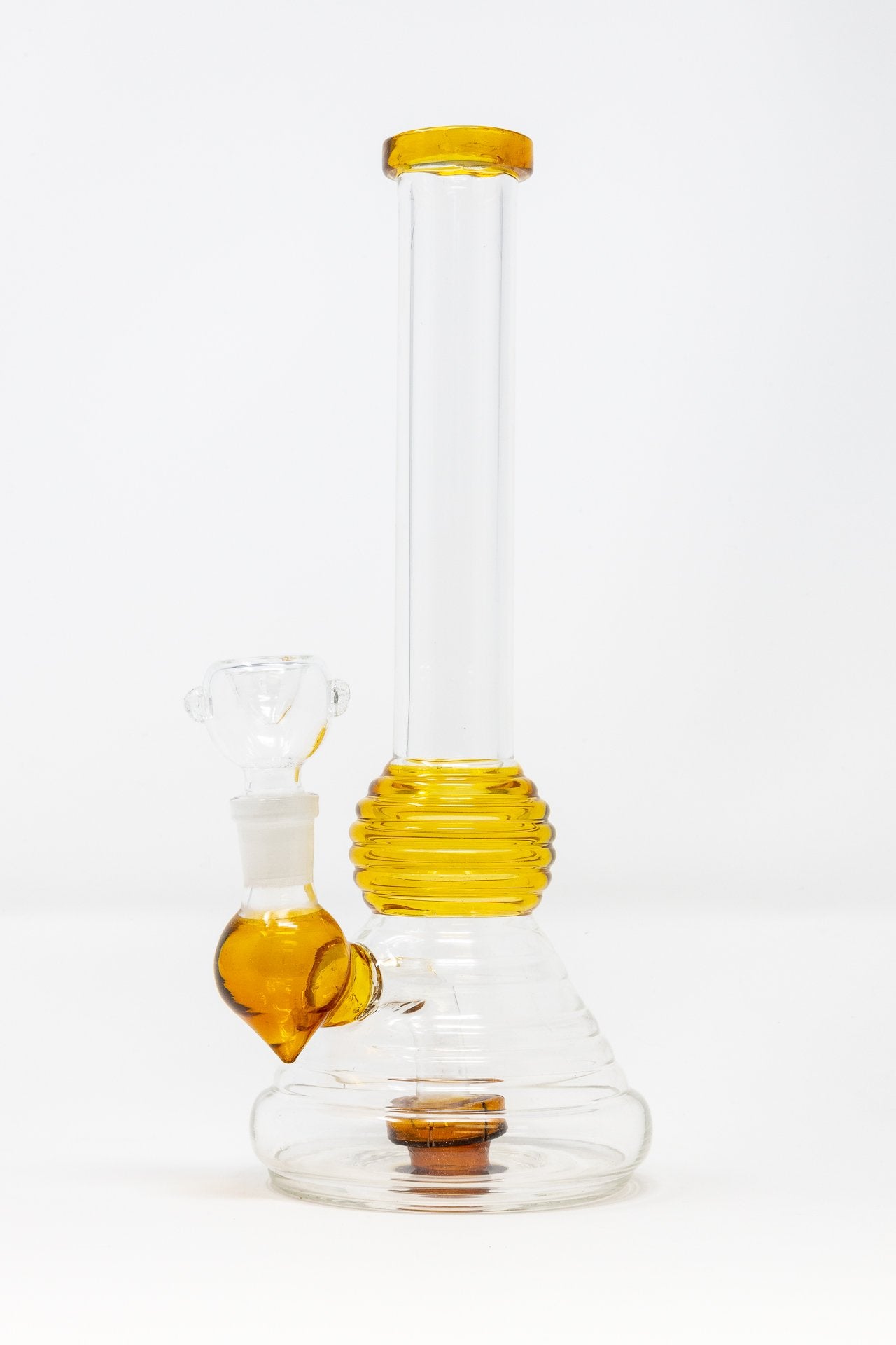 Gold 10” Amber Multi Ring Bong StonedGenie.com Bong