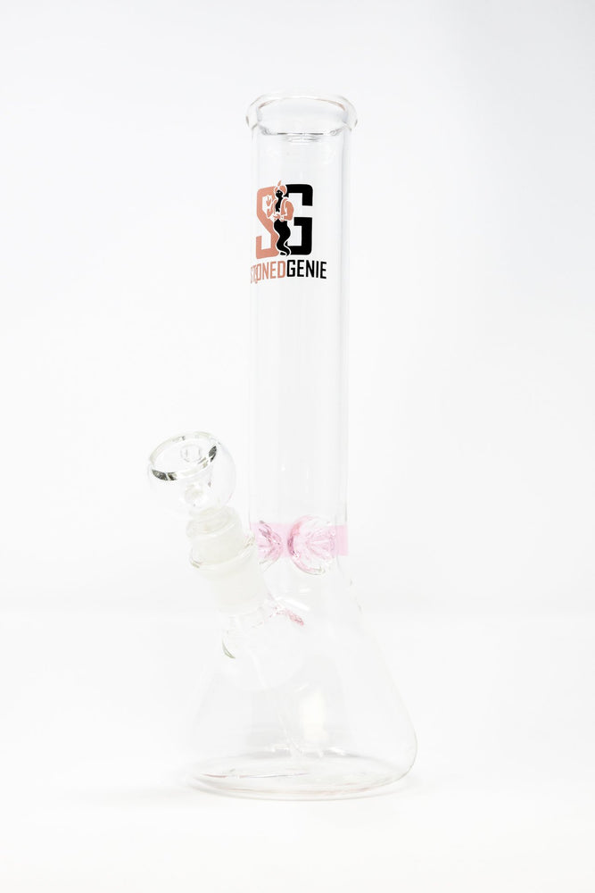 White Smoke 11” Stoned Genie Pink Middle Accent Bong StonedGenie.com Bong