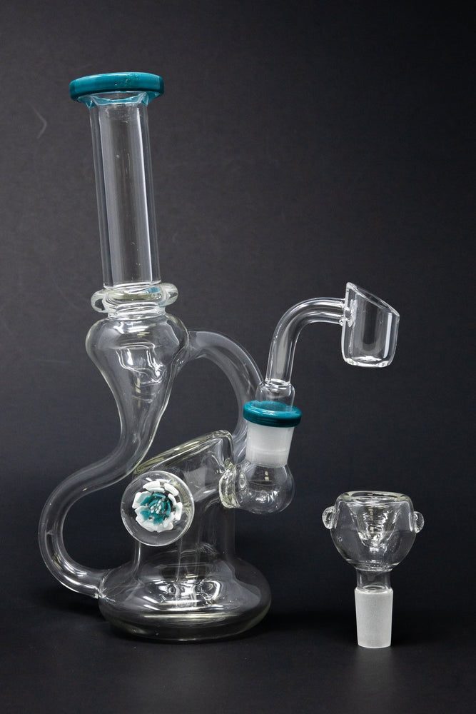 6" Teal Tip Recycler Dab Rig