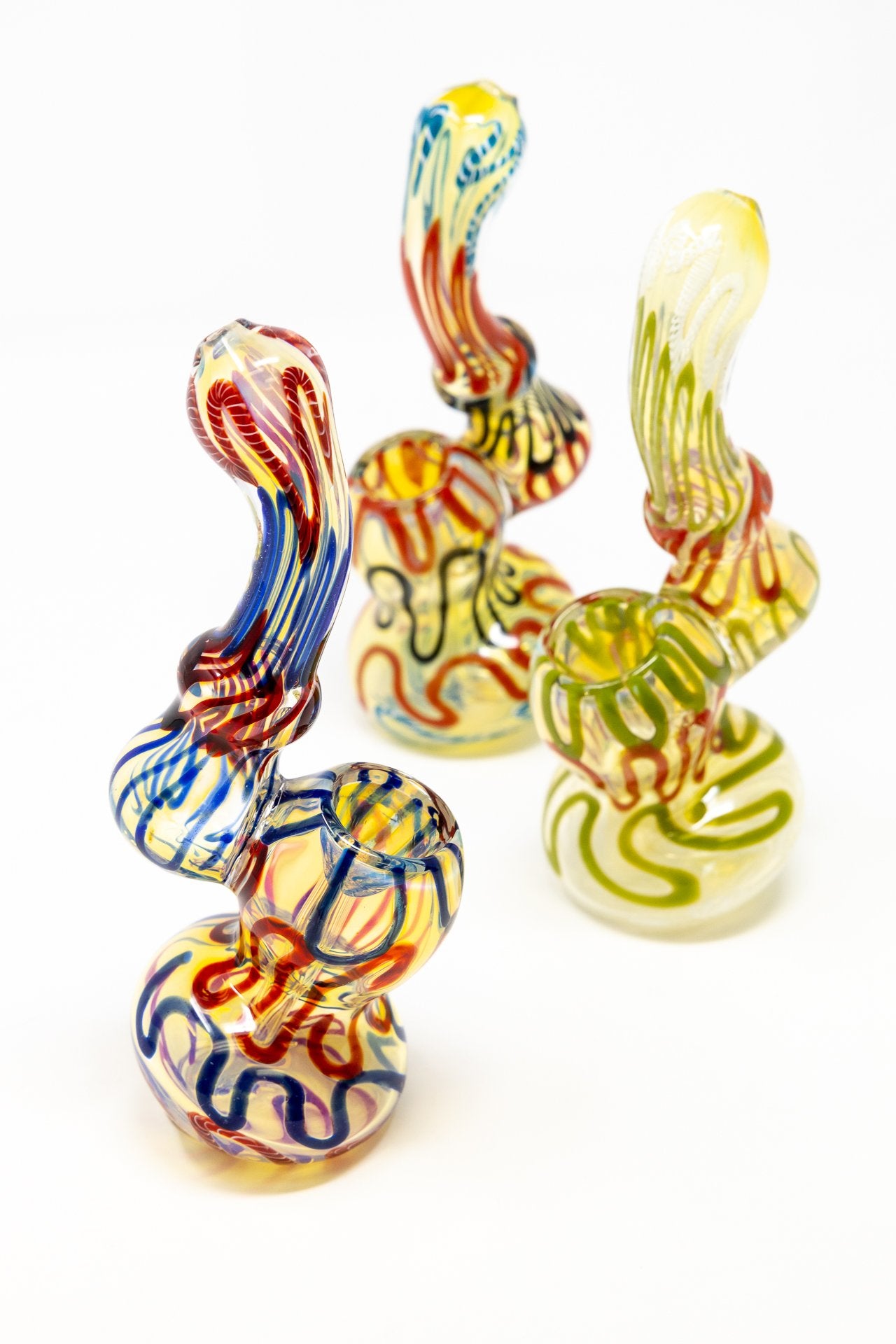 Tan 6" Premium Glass Fumed Swirl Bubbler w/ Carb Hole StonedGenie.com Bubblers