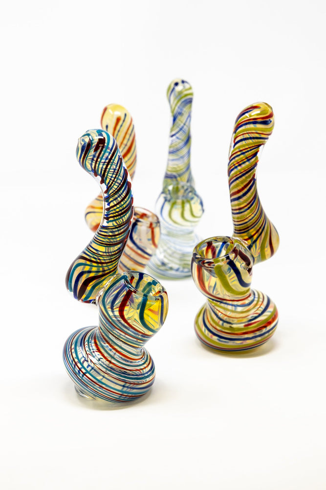 Tan 6" Premium Glass Swirl Designer Bubbler w/ Carb Hole StonedGenie.com Bubblers