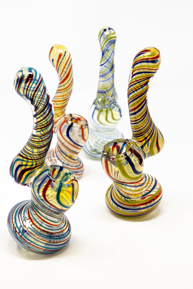 Tan 6" Premium Glass Swirl Designer Bubbler w/ Carb Hole StonedGenie.com Bubblers