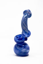 6" Premium Heavy Thick Glass Blue Bubbler w/ Carb Hole