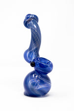 Dark Slate Blue 6" Premium Heavy Thick Glass Blue Bubbler w/ Carb Hole