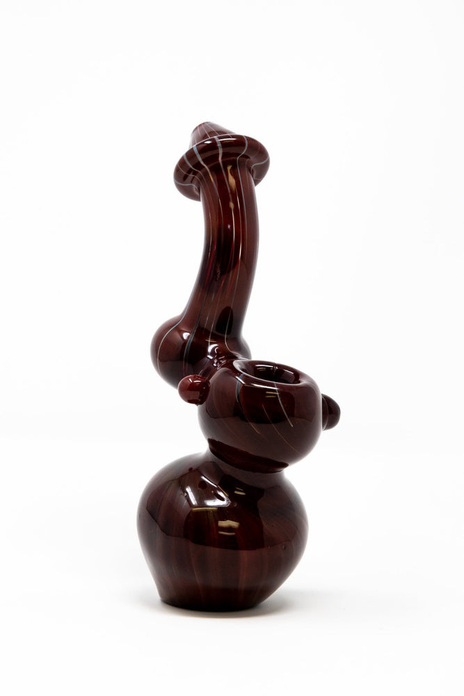 6" Premium Heavy Thick Glass Blood Red Bubbler w/ Carb Hole