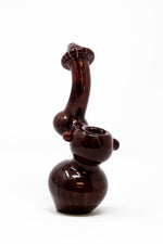 6" Premium Heavy Thick Glass Blood Red Bubbler w/ Carb Hole