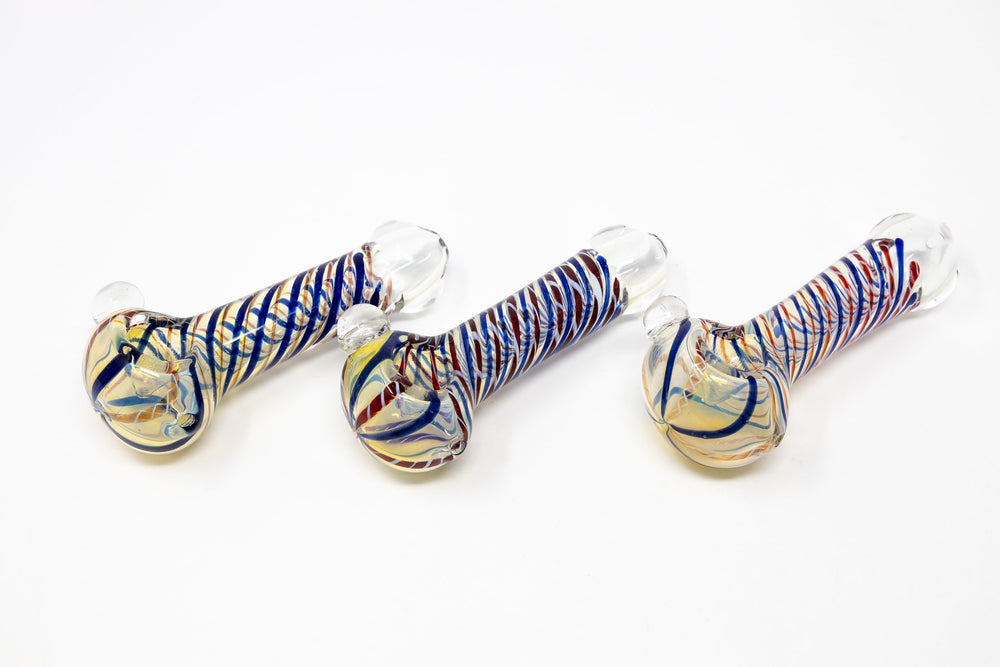 Tan 5" Fumed Swirl Thick Glass Designer Hand Smoking Pipe w/ Carb Hole StonedGenie.com Glass Pipes