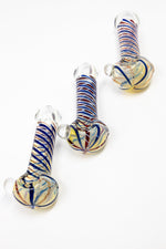 Beige 5" Fumed Swirl Thick Glass Designer Hand Smoking Pipe w/ Carb Hole StonedGenie.com Glass Pipes