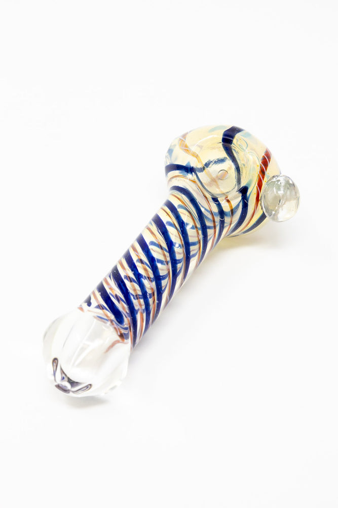 Bisque 5" Fumed Swirl Thick Glass Designer Hand Smoking Pipe w/ Carb Hole StonedGenie.com Glass Pipes