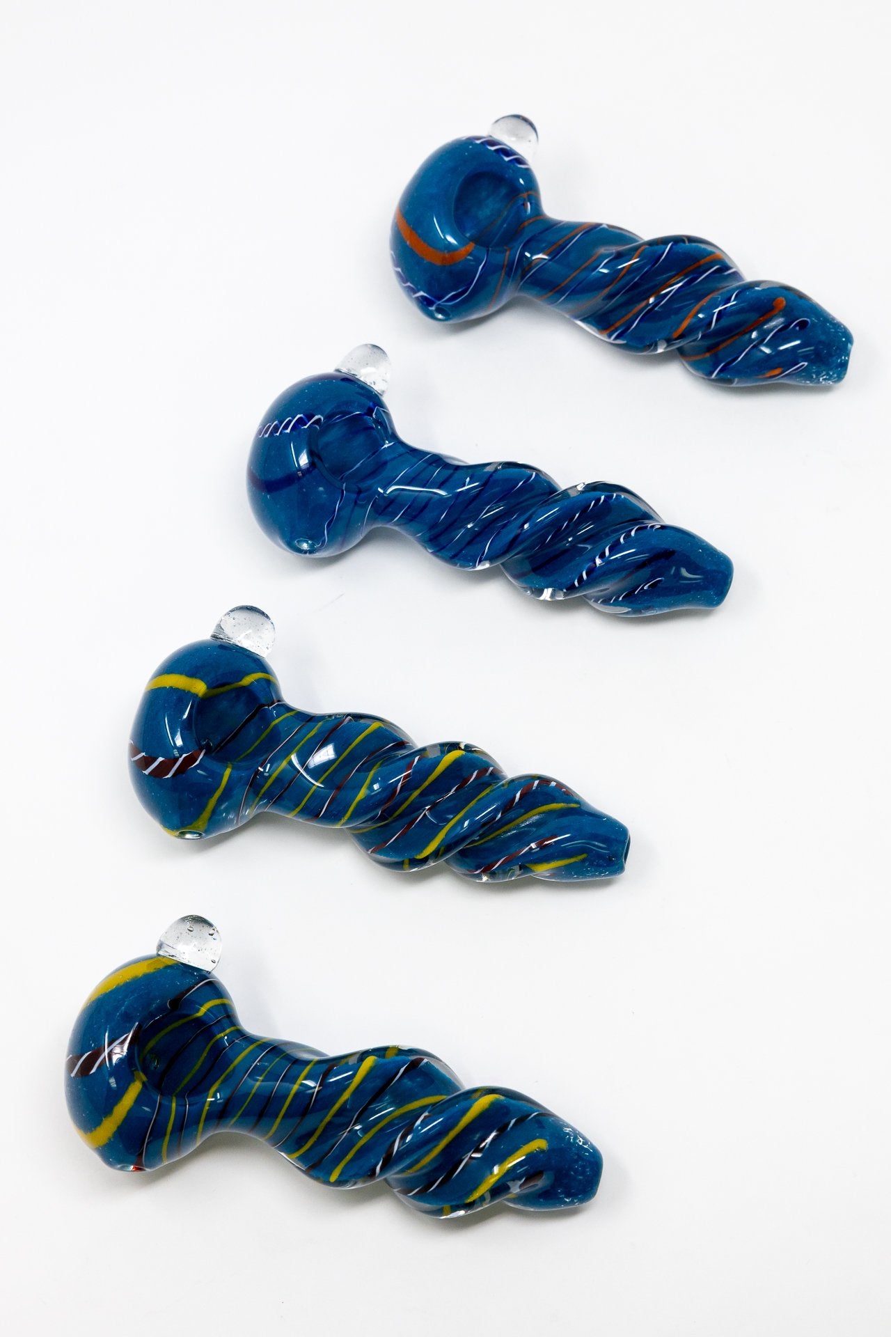 Midnight Blue 5" Blue Twisted Thick Glass Spoon Hand Pipe w/ Carb Hole StonedGenie.com Glass Pipes
