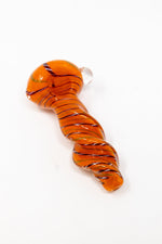 Chocolate 5" Orange Twisted Thick Glass Spoon Hand Pipe w/ Carb Hole StonedGenie.com Glass Pipes