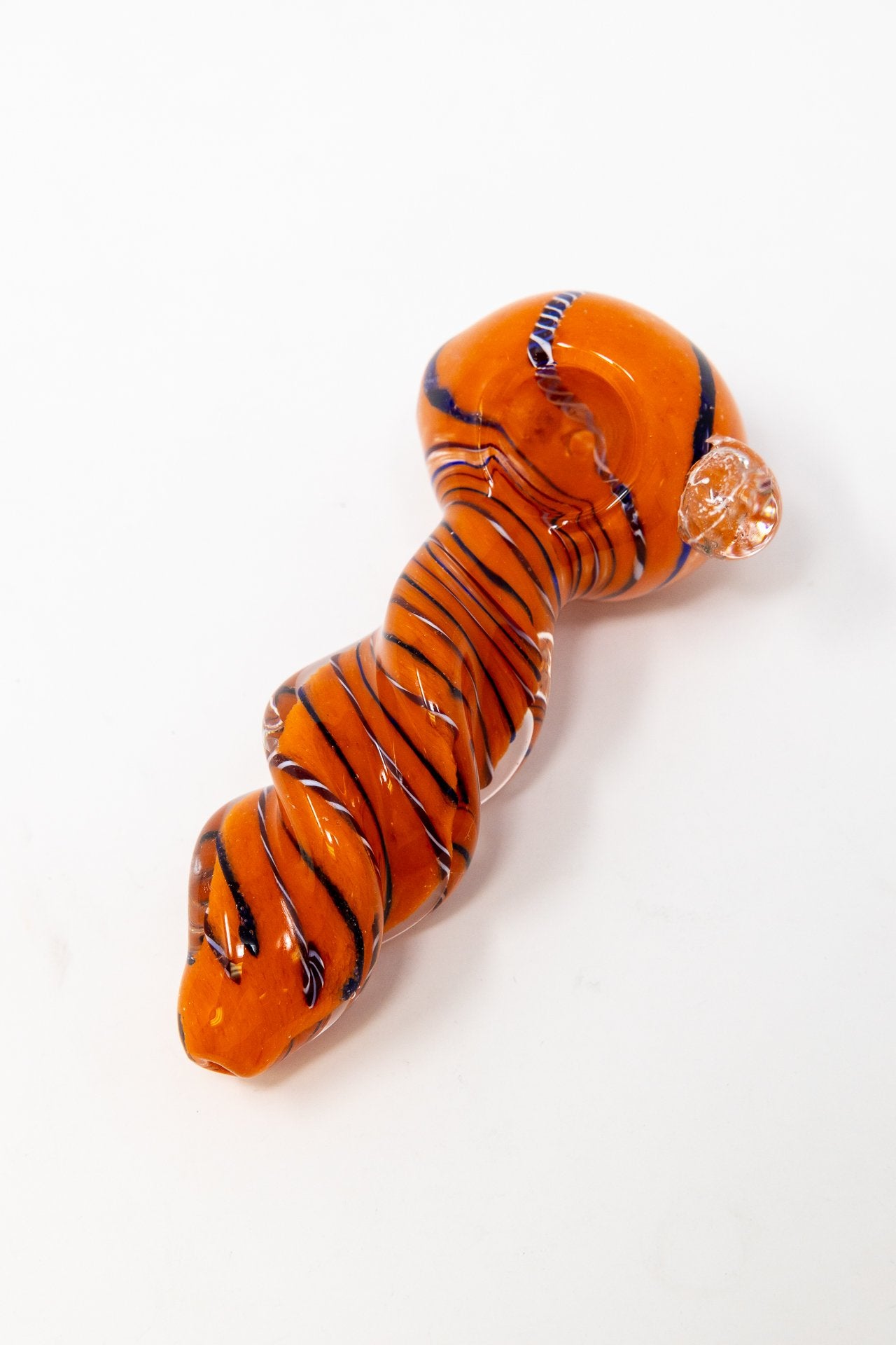 Chocolate 5" Orange Twisted Thick Glass Spoon Hand Pipe w/ Carb Hole StonedGenie.com Glass Pipes