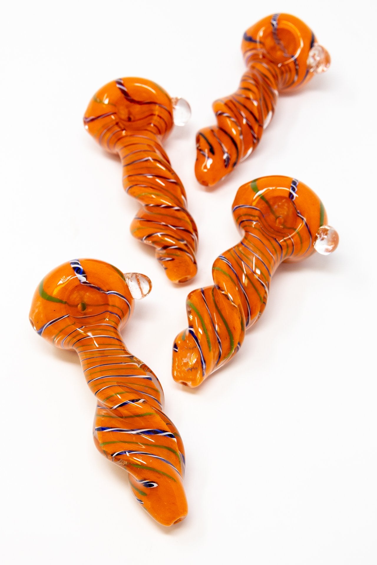 Chocolate 5" Orange Twisted Thick Glass Spoon Hand Pipe w/ Carb Hole StonedGenie.com Glass Pipes