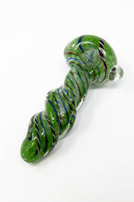 Dim Gray 5" Green Twisted Thick Glass Spoon Hand Pipe w/ Carb Hole StonedGenie.com Glass Pipes