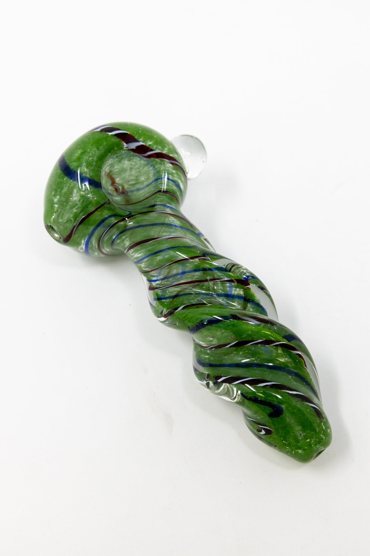 Dark Olive Green 5" Green Twisted Thick Glass Spoon Hand Pipe w/ Carb Hole StonedGenie.com Glass Pipes
