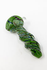 Dark Olive Green 5" Green Twisted Thick Glass Spoon Hand Pipe w/ Carb Hole StonedGenie.com Glass Pipes