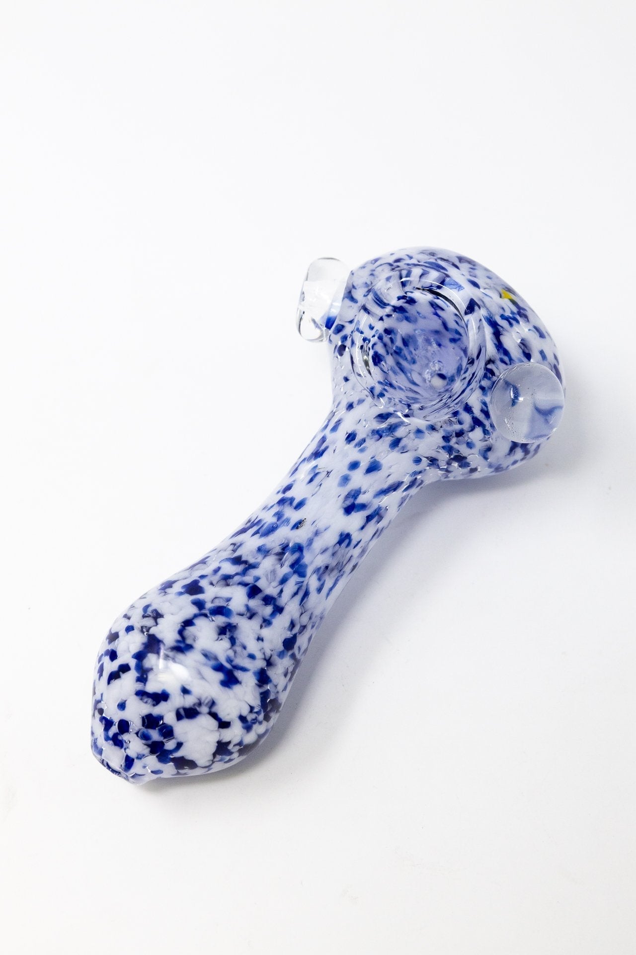 5" Blue/White Splatter Thick Glass Spoon Hand Pipe w/ Carb Hole StonedGenie.com