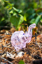 White Smoke 3" Pink Elephant Swirl Glass Hand Smoking Pipe