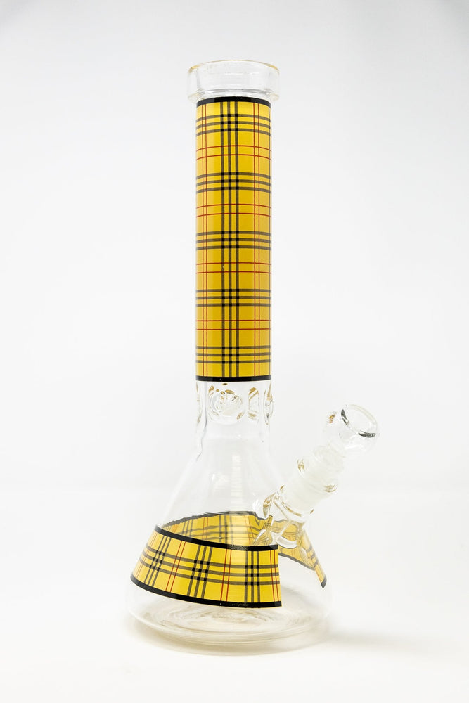 12" Beige Plaid Beaker Thick 7mm Bong