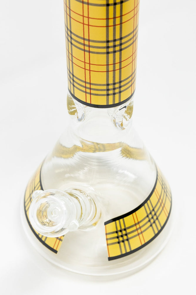 12" Beige Plaid Beaker Thick 7mm Bong