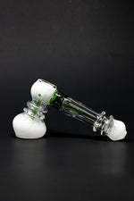 7" Premium White/Green Glass Hammer Bubbler w/ Percolator