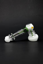 Black 7" Premium White/Green Glass Hammer Bubbler w/ Percolator