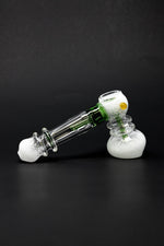 7" Premium White/Green Glass Hammer Bubbler w/ Percolator