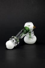 Black 7" Premium White/Green Glass Hammer Bubbler w/ Percolator StonedGenie.com Bubblers