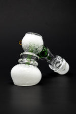 Black 7" Premium White/Green Glass Hammer Bubbler w/ Percolator StonedGenie.com Bubblers